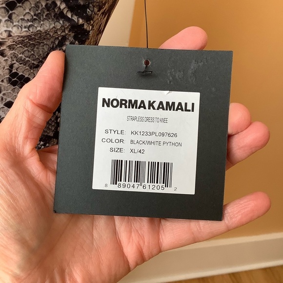 NORMA KAMALI Snake Print Bandeau Jersey Dress Size XL - Picture 5 of 11